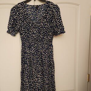 Navy blue polka dot maxi dress